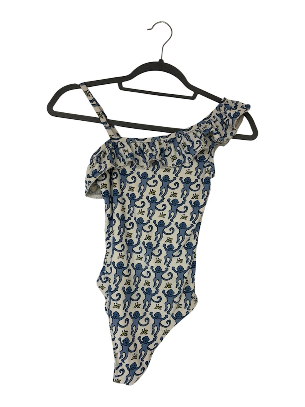 Roller Rabbit One-Shoulder Swimsuit with Blue Monkey Print